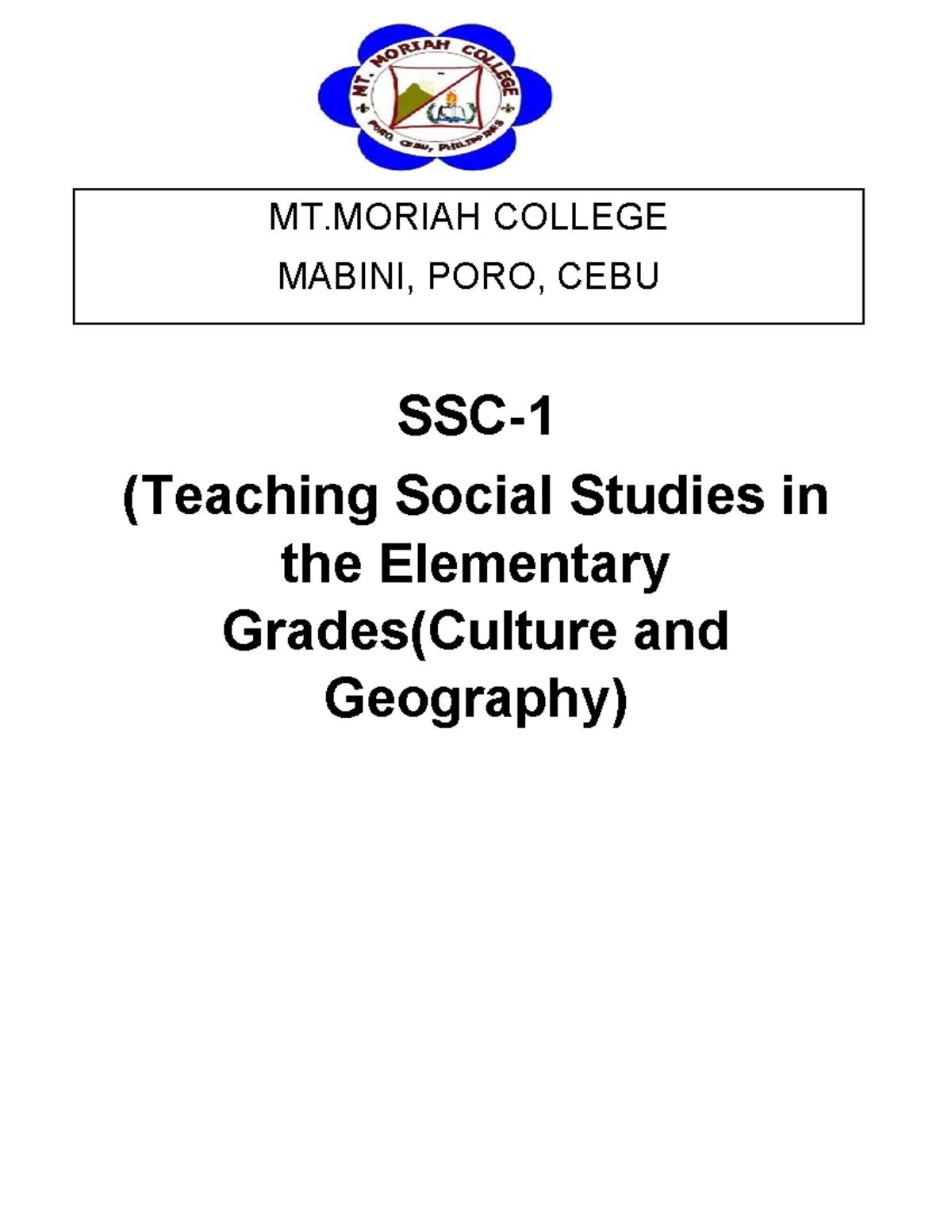 Teaching Social Studies in Elementary Grades: Culture & Geography ...