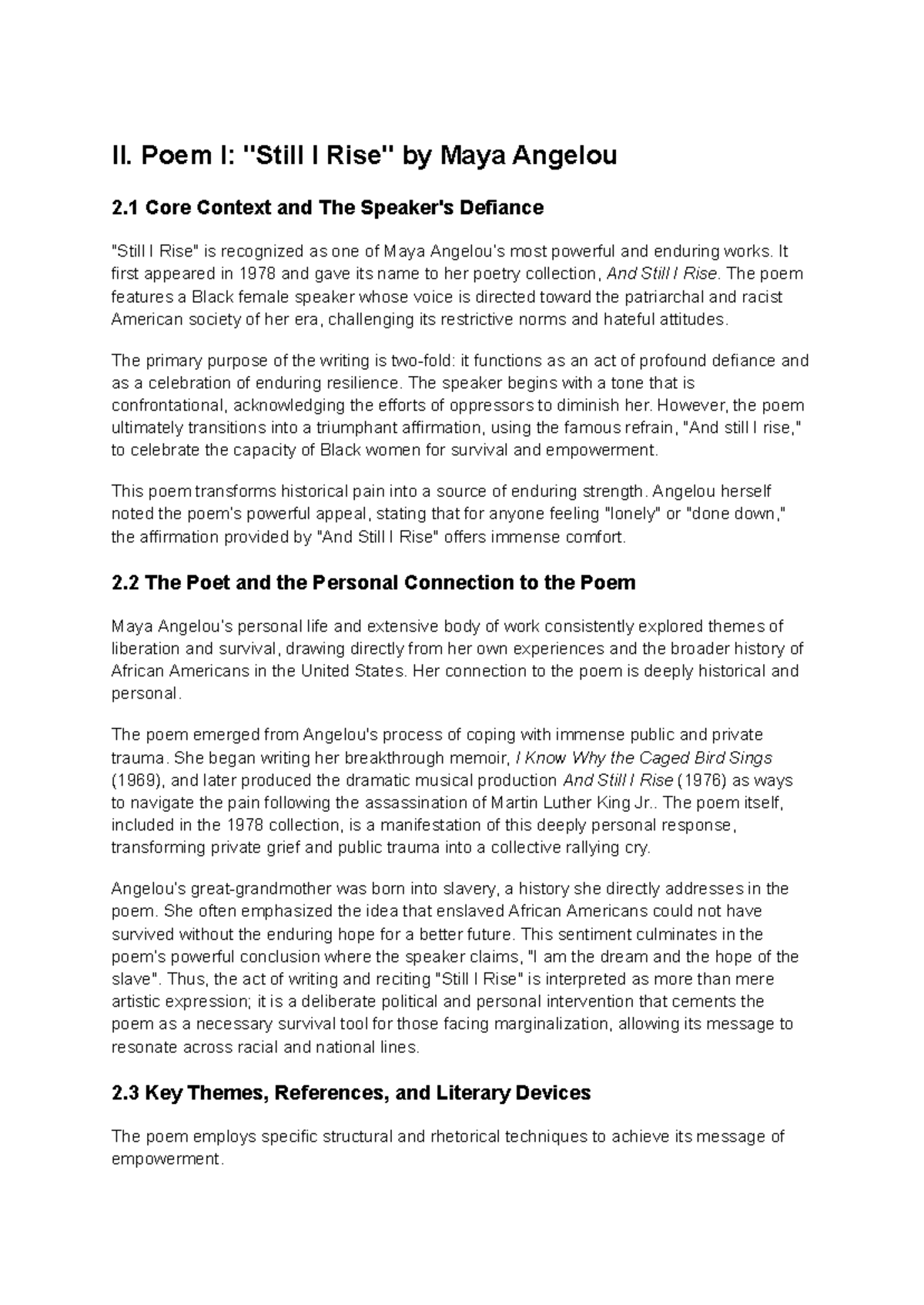 WORLD LITERATURE - Poetry Analysis Notes - Studocu