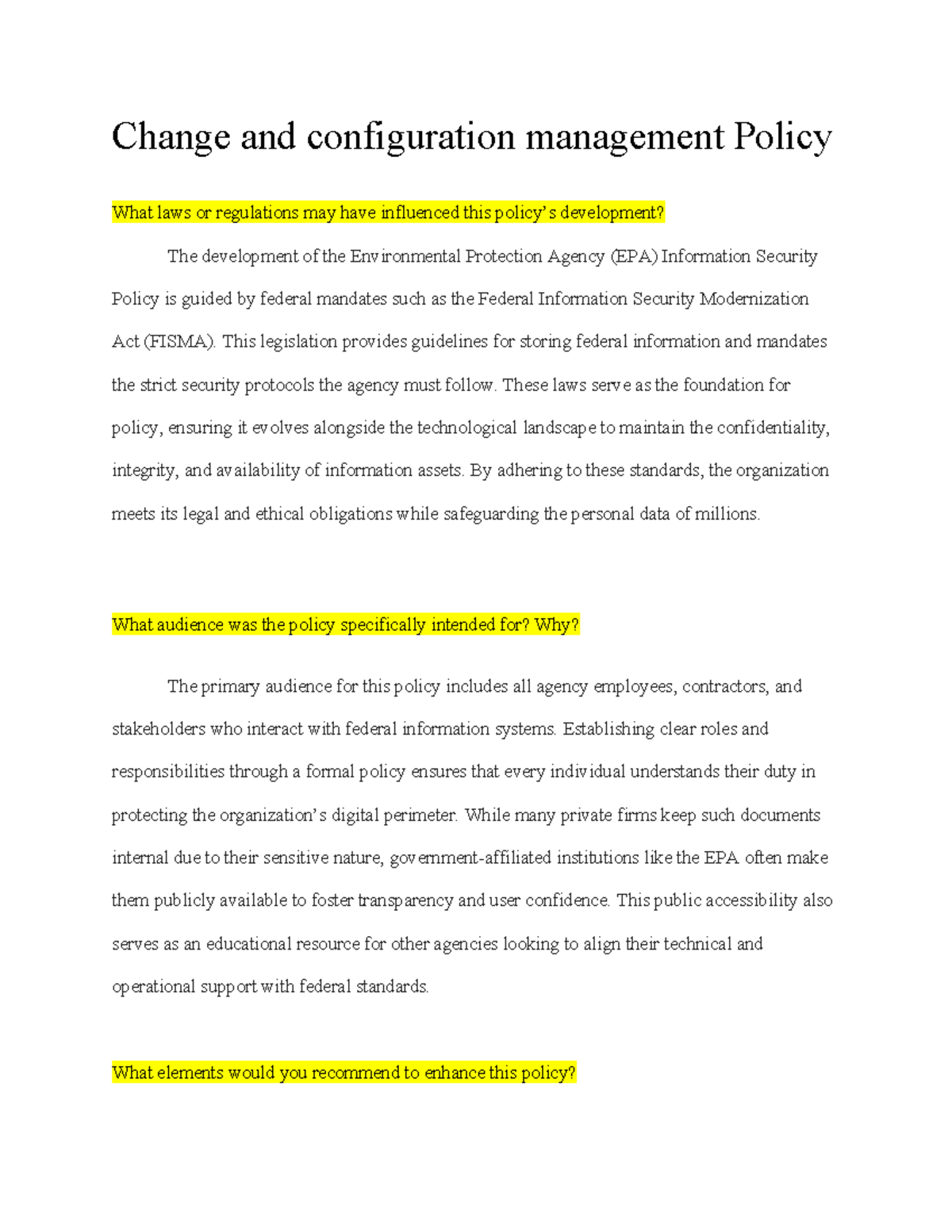 Information Security Policy Review: Influences & Recommendations - Studocu