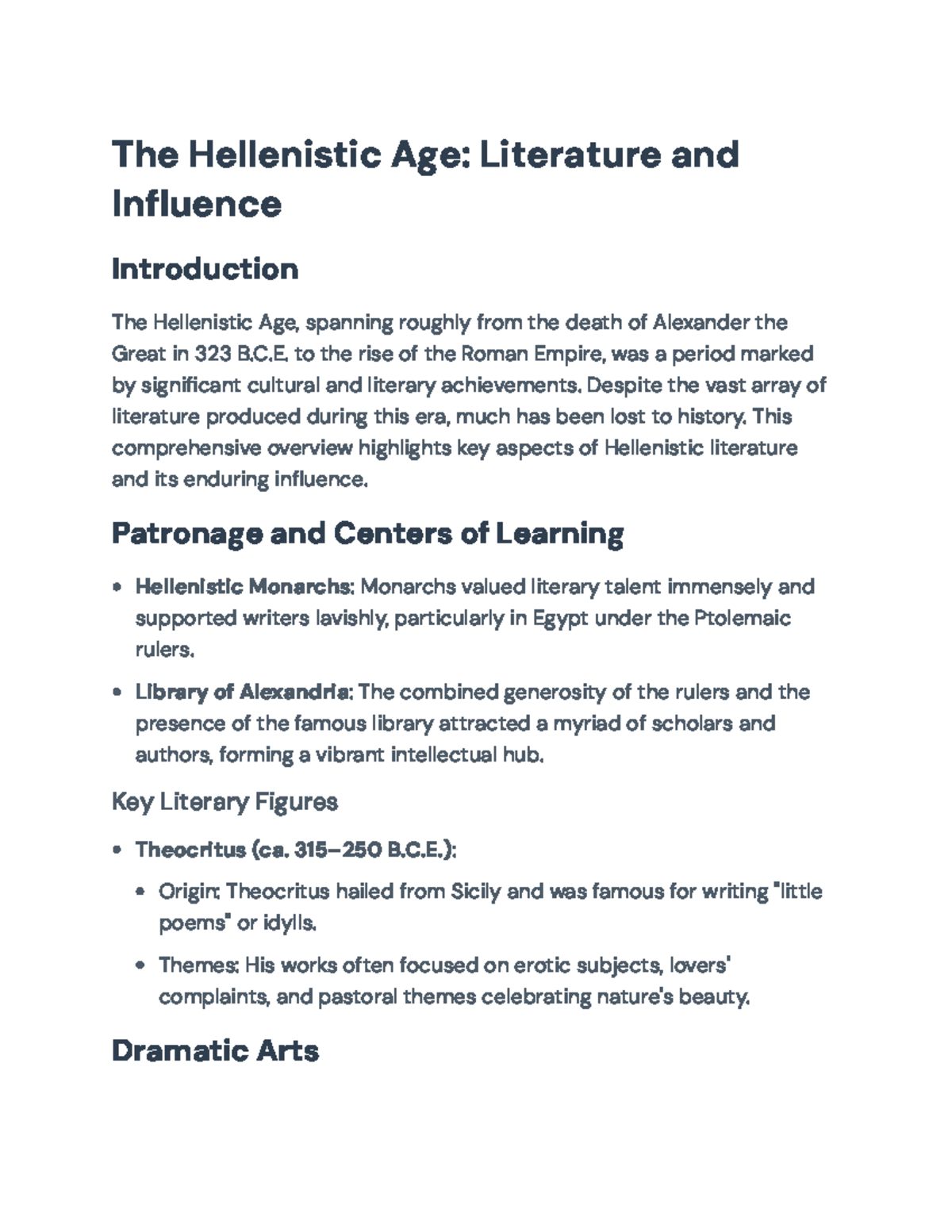 The Hellenistic Age: Key Literary Contributions and Influence - The ...