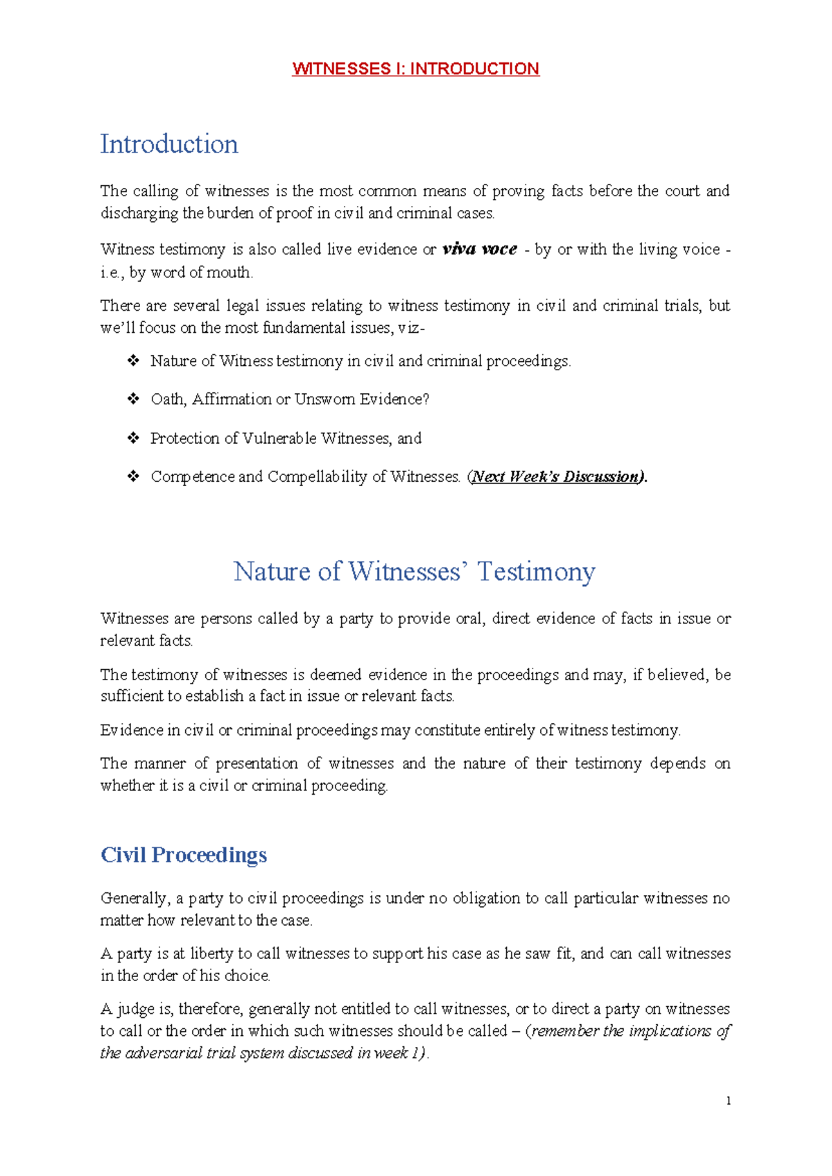 Witness Testimony & Special Protections: Overview of YJCE 1999 - Studocu