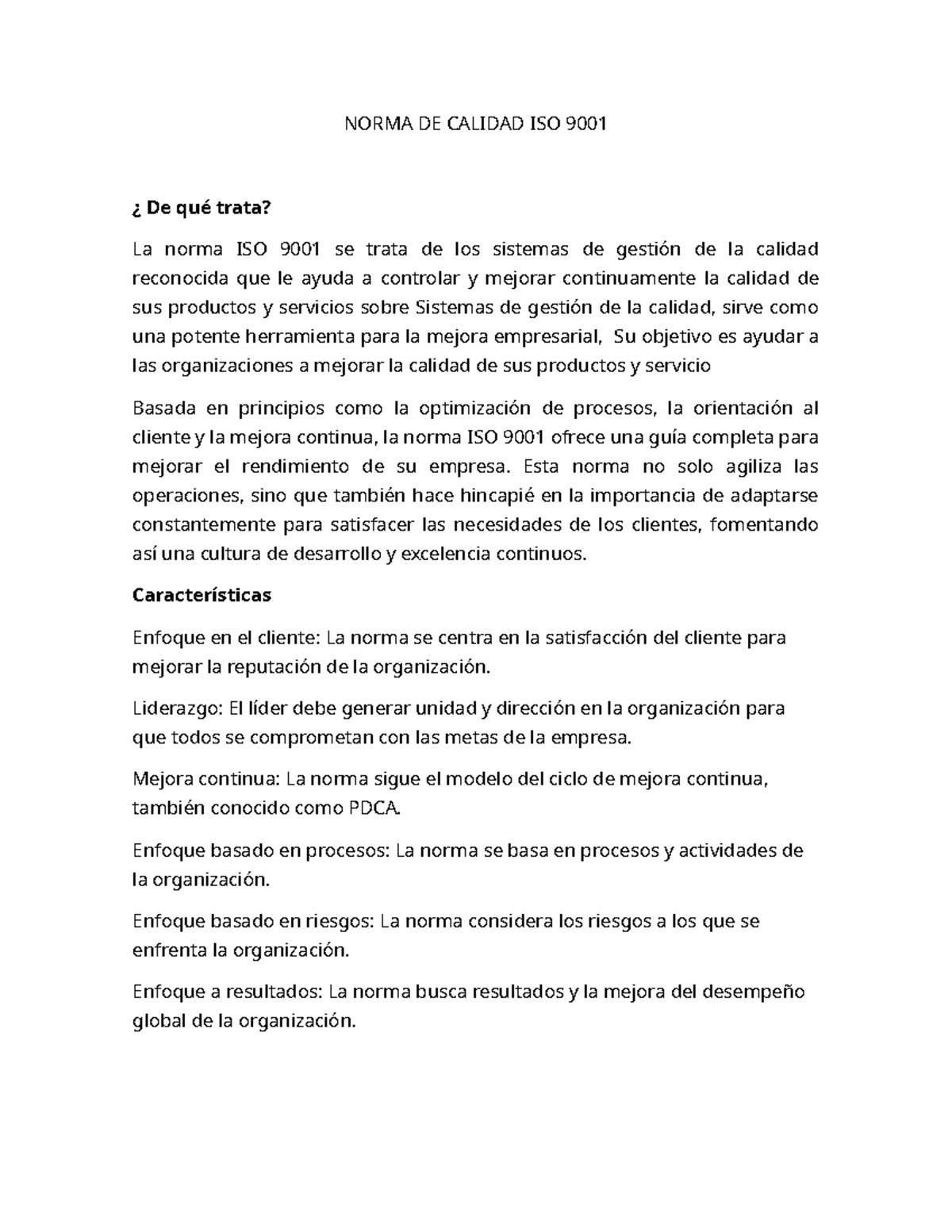 ISO 9001: Mejora Continua y Gestión de Calidad - Unidad 1 Actividad 2 ...