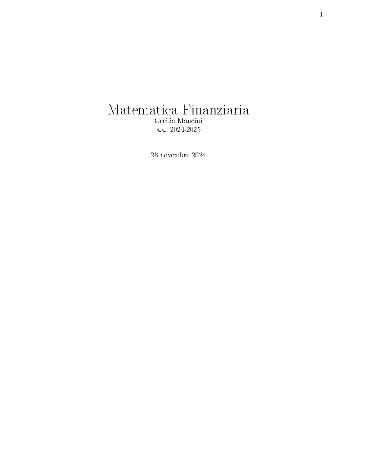 Note Parte 1 EC - Appunti di Matematica Finanziaria - Studocu