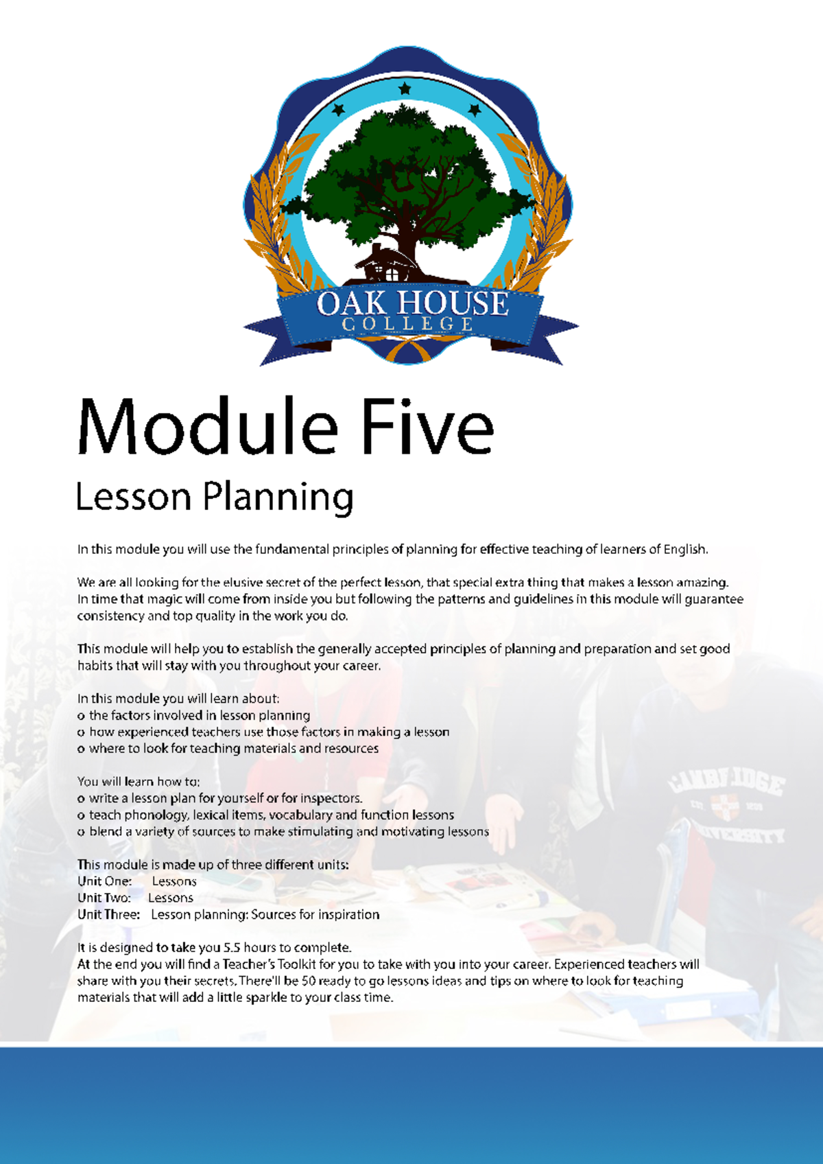Module 5 - For educational purposes - ModuleFive LessonPlanning - Studocu