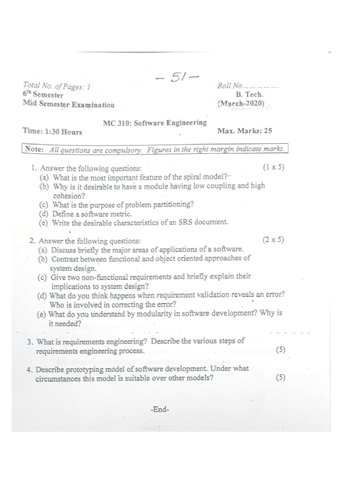 Software Engineering Previous Year Questions (PYQs) - Studocu