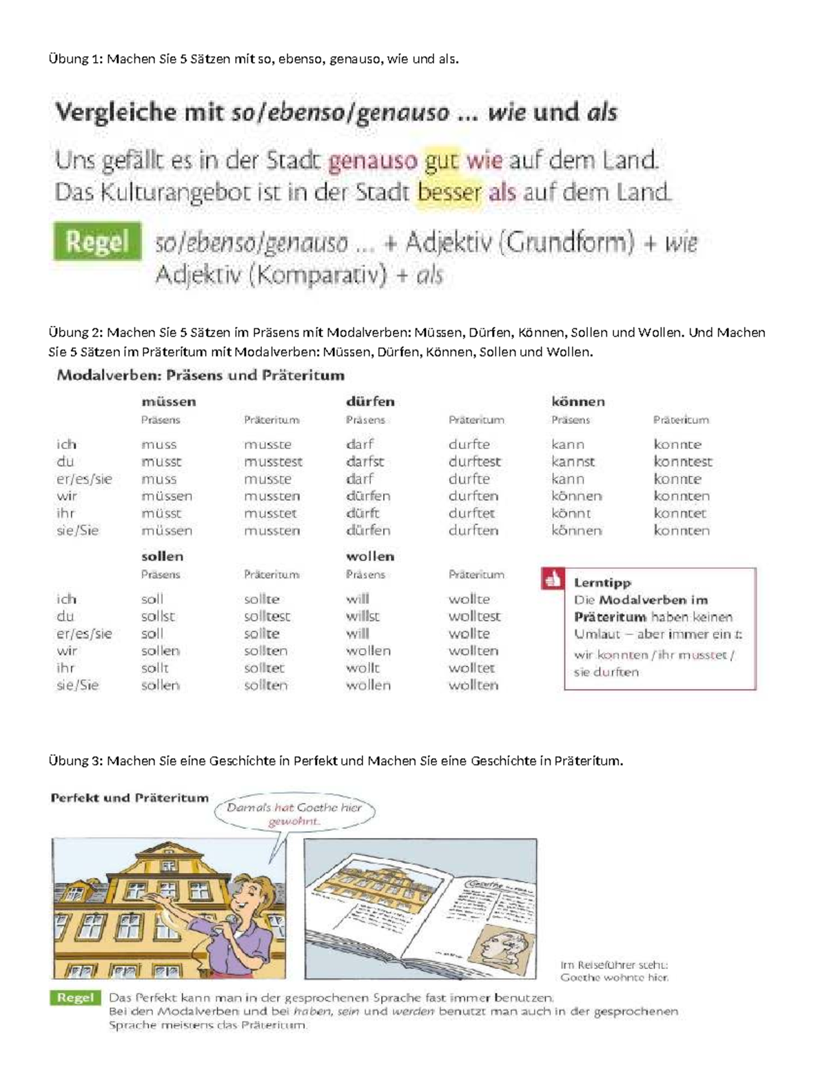Lektion 13.10 Wiederholungsübungen - Idioma inglés - Übung 1: Machen ...