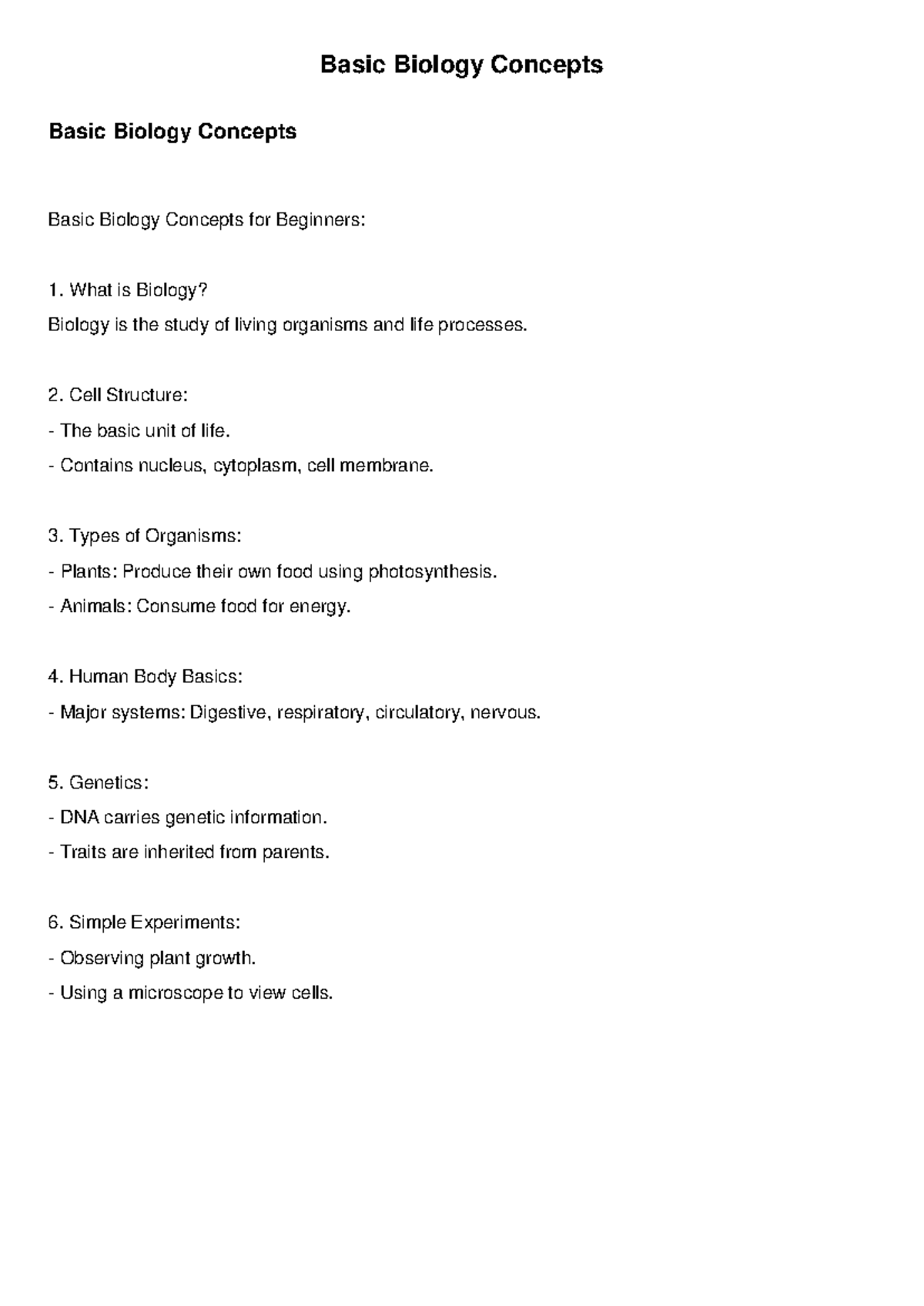 Basic Biology Concepts - Basic Biology Concepts Basic Biology Concepts ...