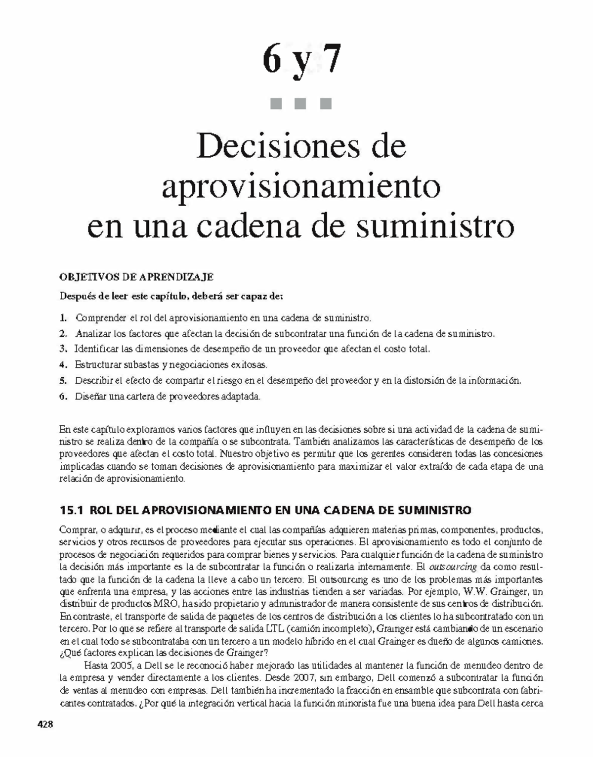 6y7 Decisiones de Aprovisionamiento en la Cadena de Suministro - Studocu