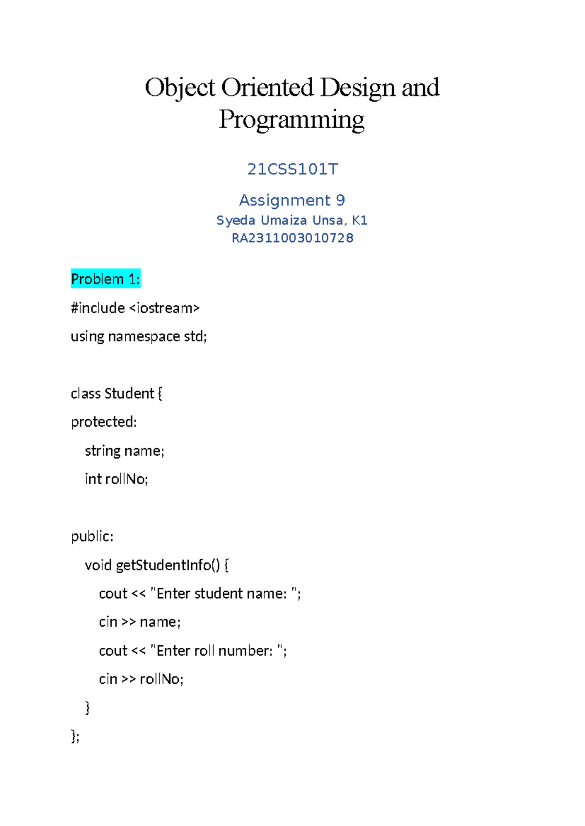 Object Oriented Design and Programming - Object Oriented Design and ...