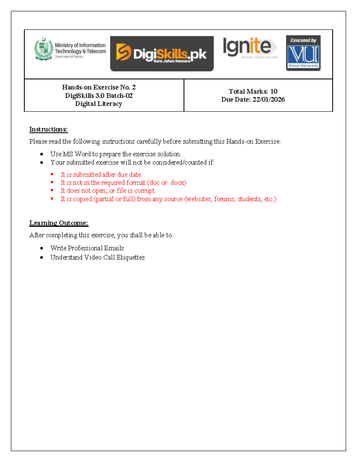 Exercise No. 2: Digital Literacy - DSTP3 Submission Guidelines - Studocu