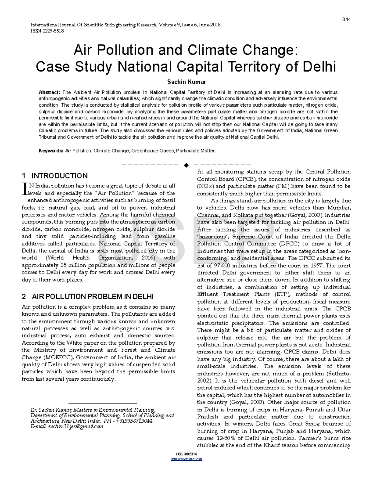 Air Pollution and Climate Change: Case Study of NCT Delhi - Studocu