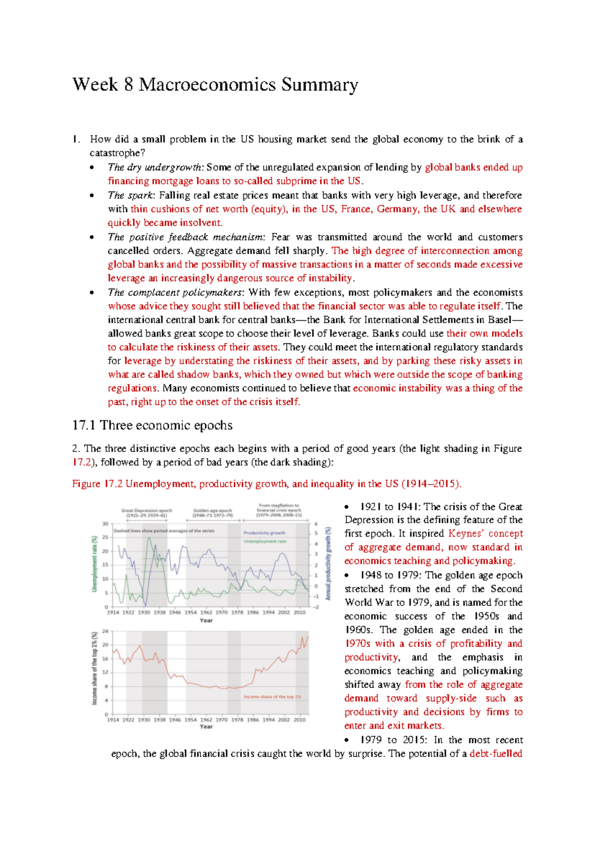 Week 8 Macroeconomics Overview: Crisis, Epochs, and Policies - Studeersnel