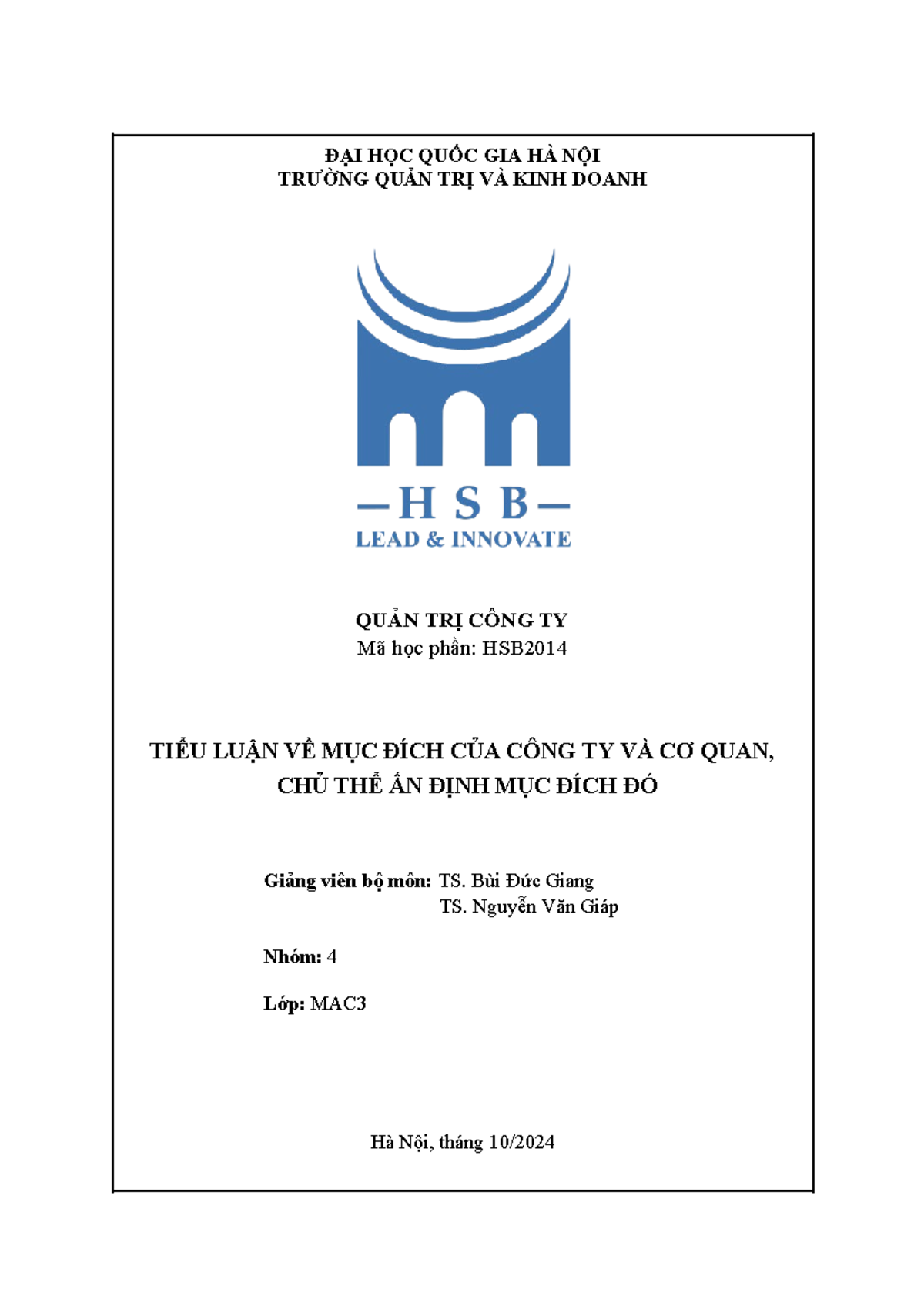 Quản trị công ty nhóm 4 - VDSD - ĐẠI HỌC QUỐC GIA HÀ NỘI TRƯỜNG QUẢN ...