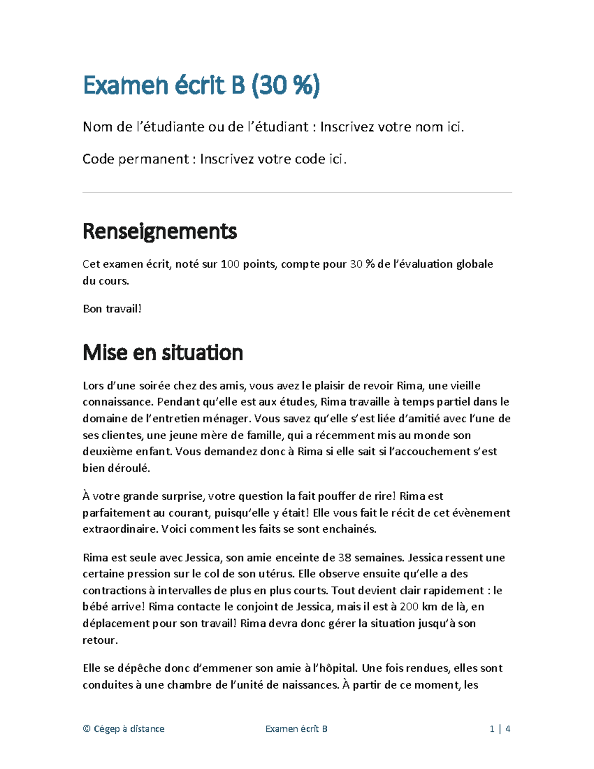 101-SH1-RE Examen Écrit B - Préparation pour l - Document Preview