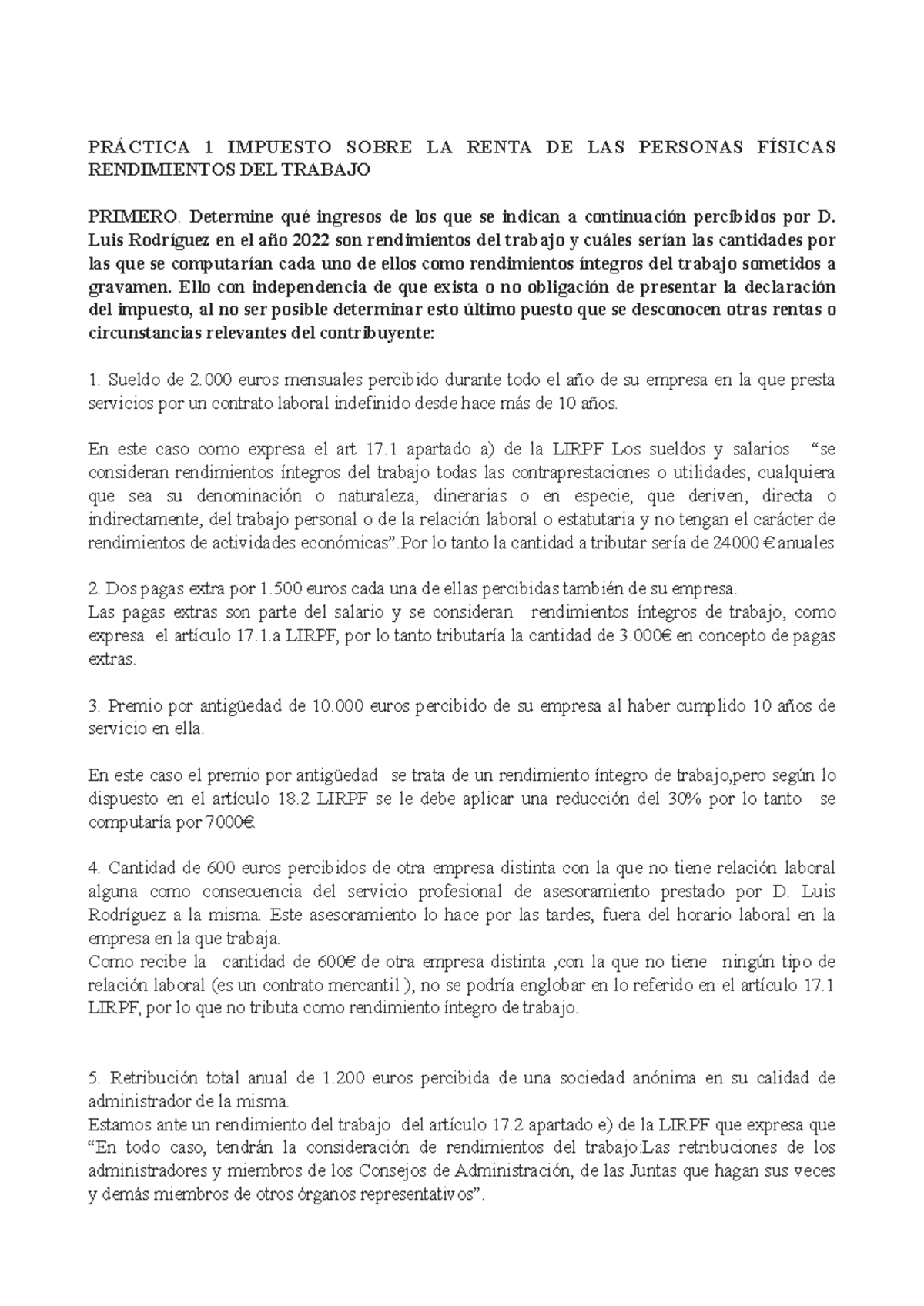 Practica tributario - PRÁCTICA 1 IMPUESTO SOBRE LA RENTA DE LAS ...