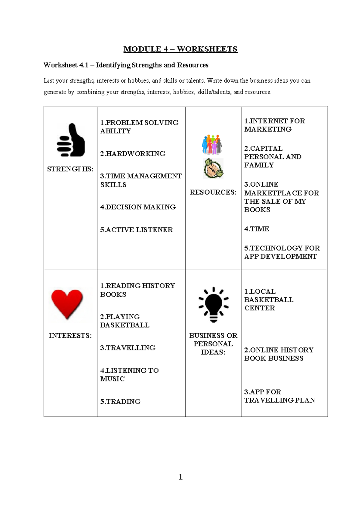 Module 4 - Worksheets-1 - MODULE 4 – WORKSHEETS Worksheet 4 ...