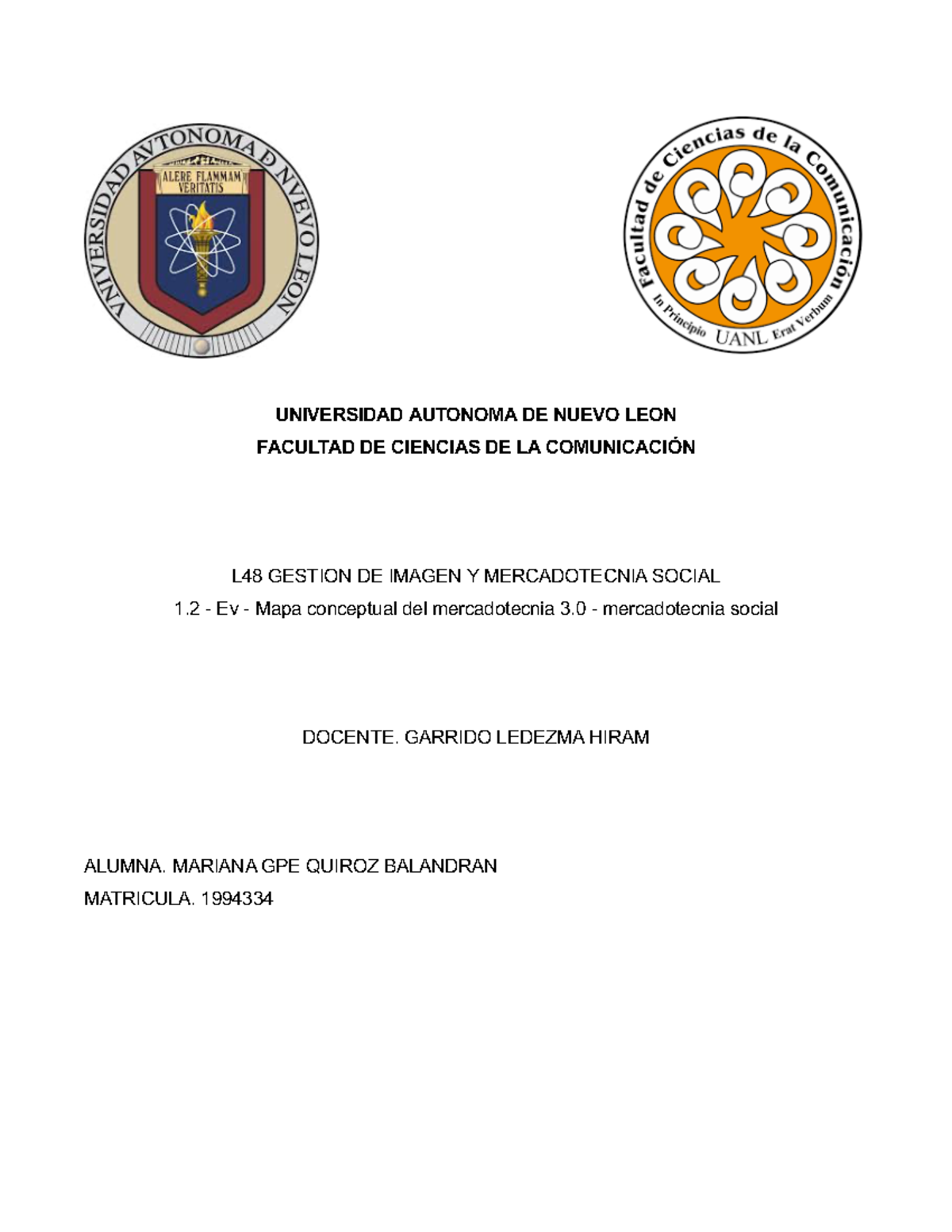 gestion evidencia 1 - UNIVERSIDAD AUTONOMA DE NUEVO LEON FACULTAD DE ...