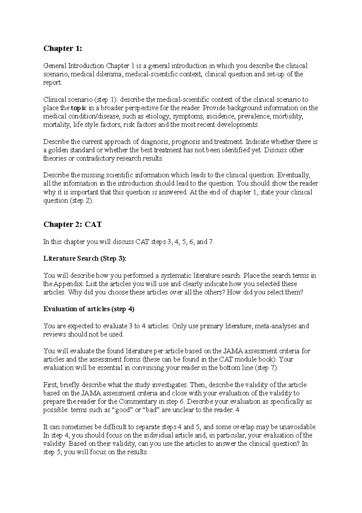 Critical Appraisal of a Topic (CAT) - Guidelines and Structure (205807 ...