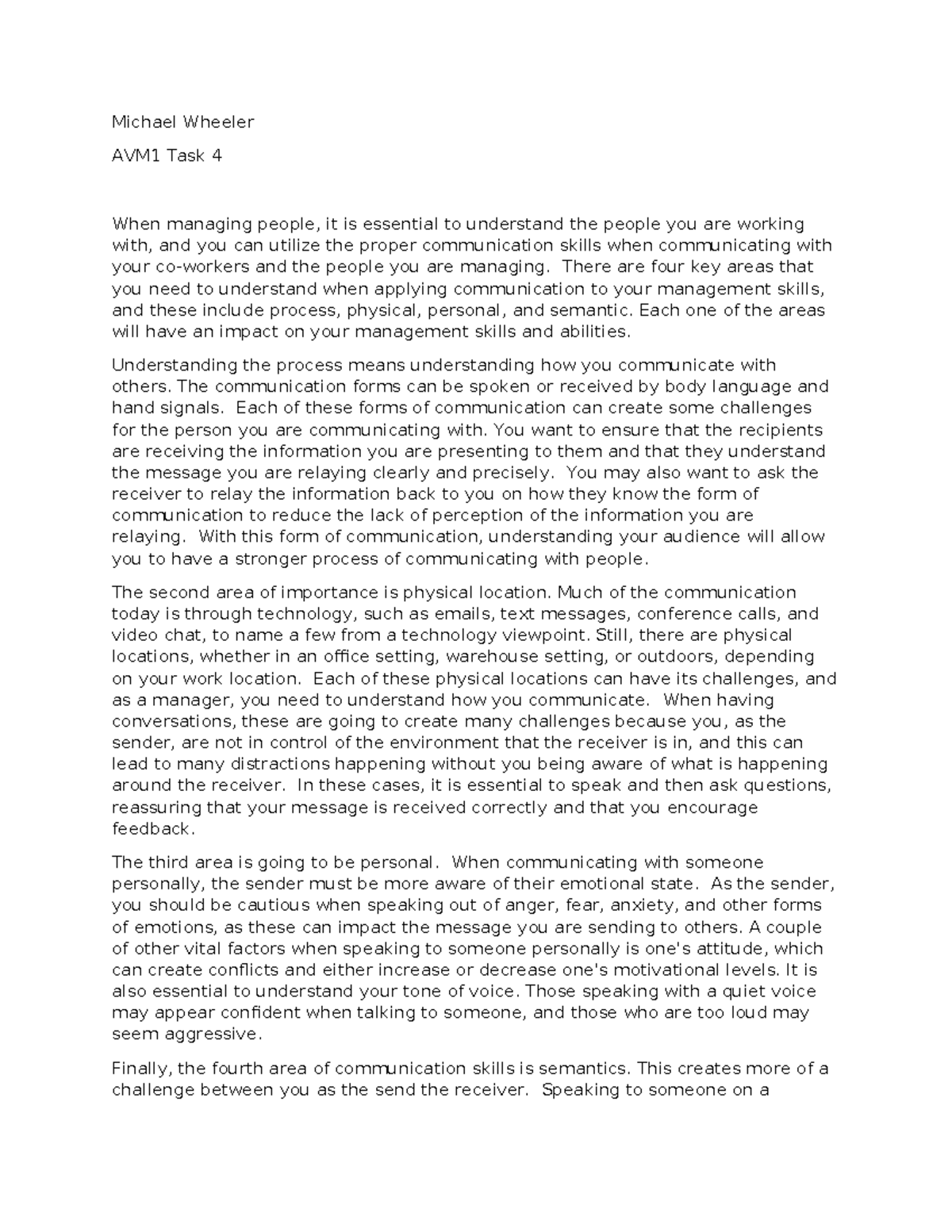 QHT1 Task 4 - Passed this evaluation first time - Michael Wheeler AVM1 ...