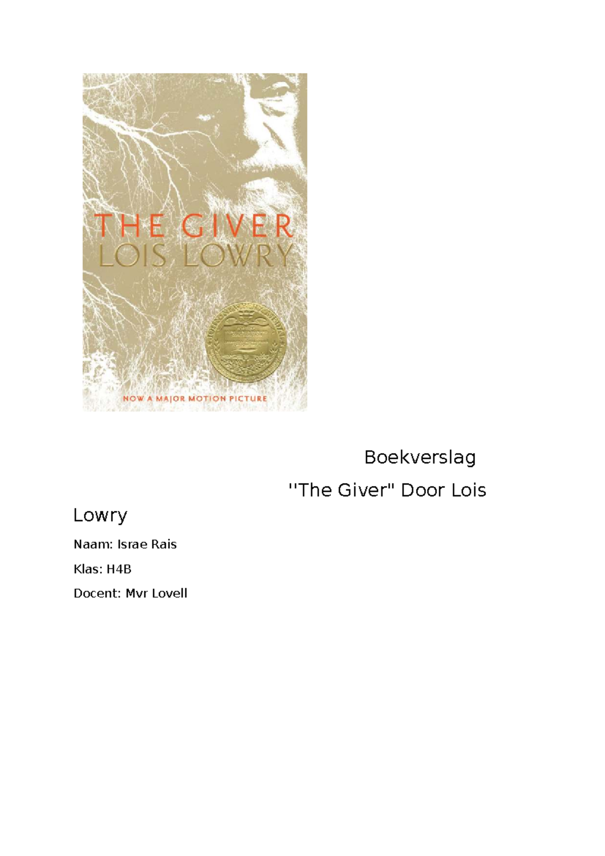H4B The Giver Chapter 16 Analysis and Reflection - Studeersnel
