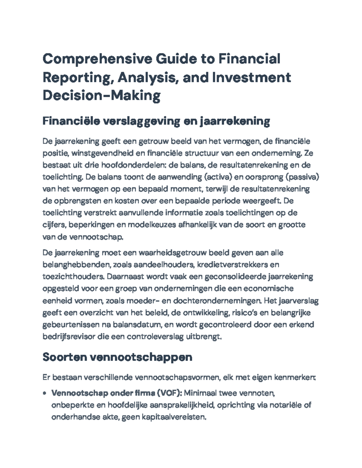 Comprehensive Guide to Financial Reporting & Investment Analysis (FIN ...