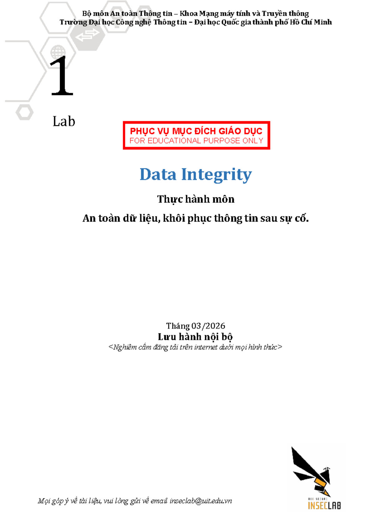 Lab 1: Data Integrity in Information Security - UIT 2026 - Studocu