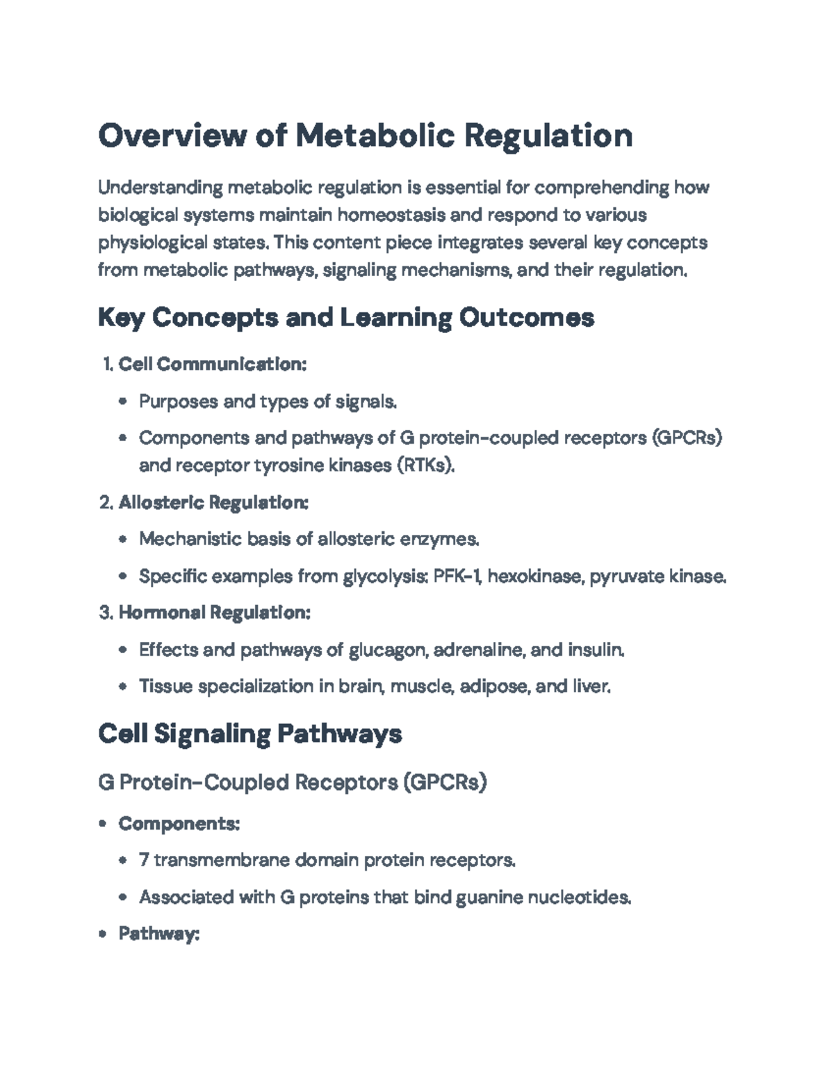 Metabolic Regulation Overview: Key Concepts and Hormonal Mechanisms ...