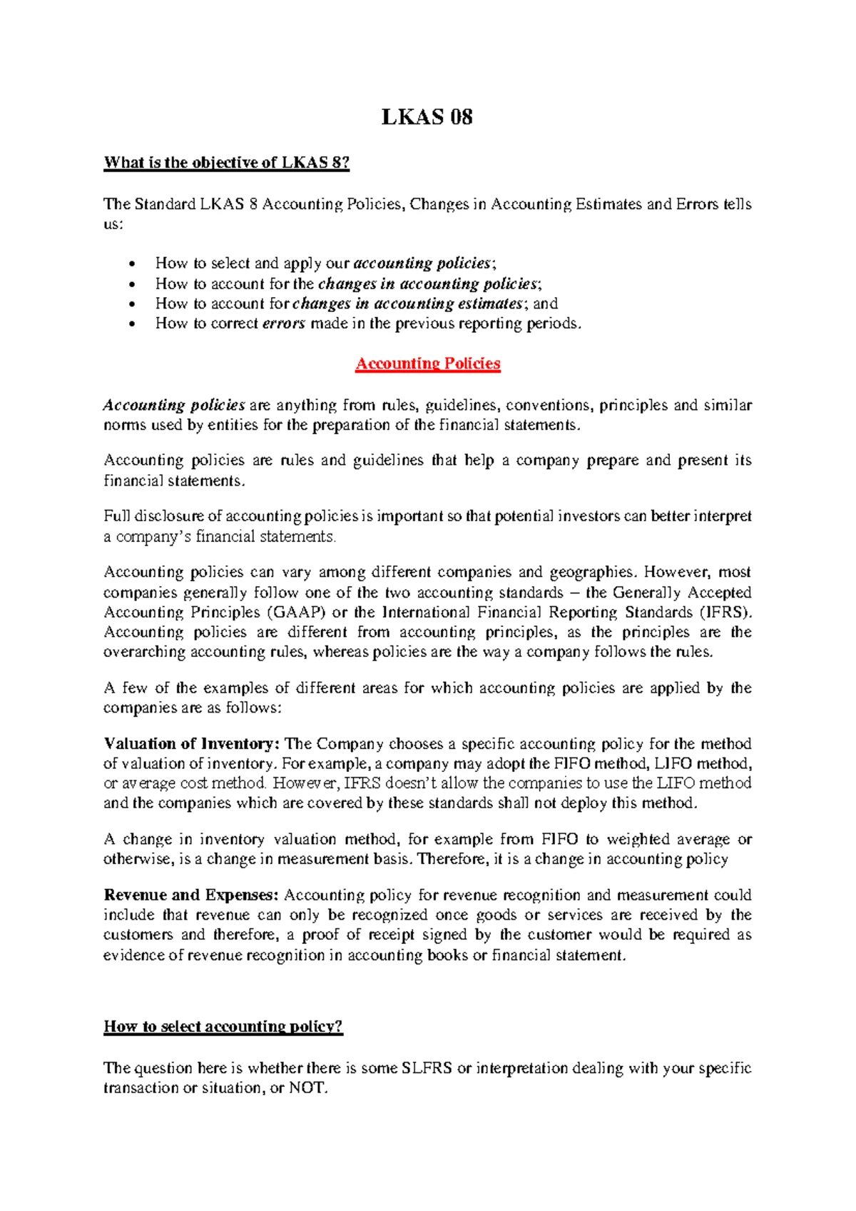 LKAS 08 Sample Practice Questions for Accounting Students - Studocu