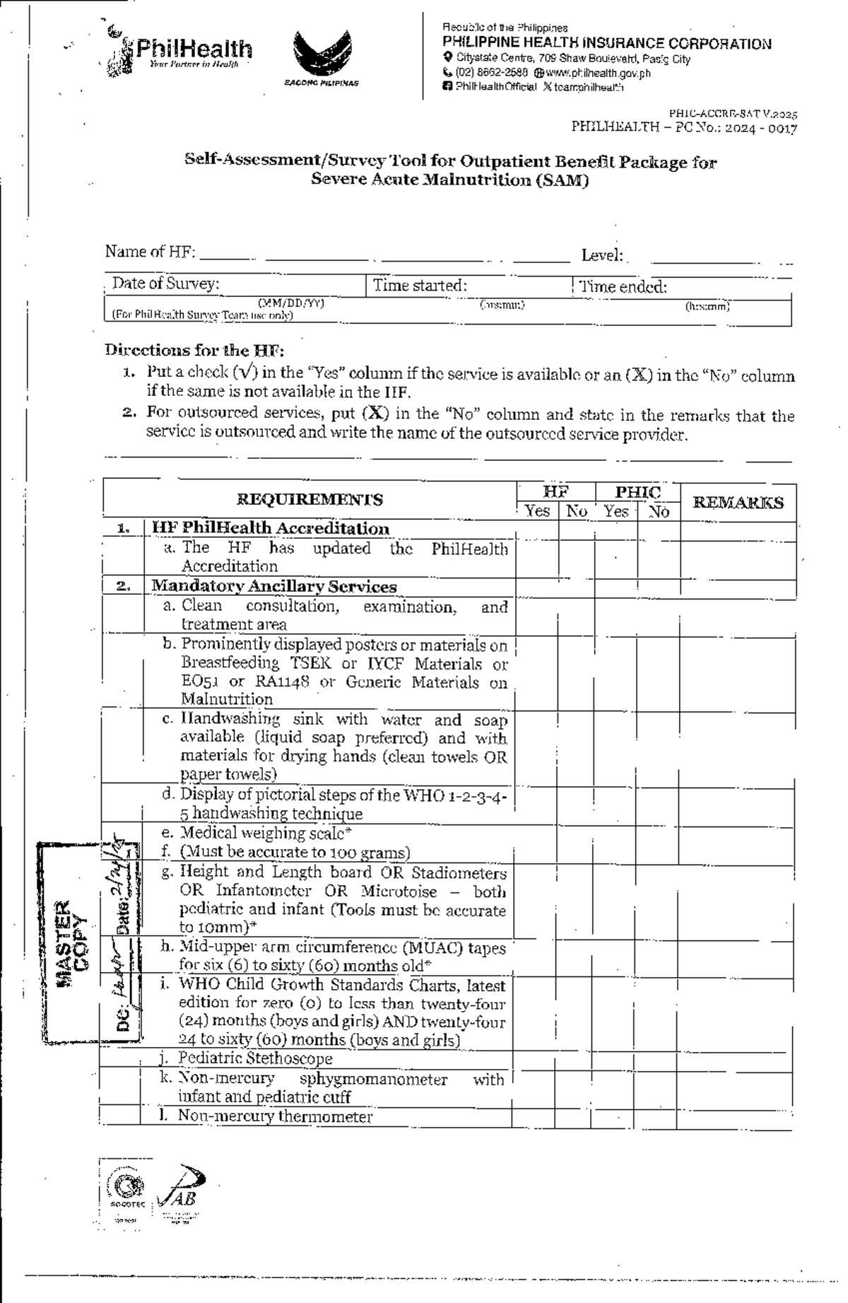 Updated Self-Assessment Tool for PhilHealth SAM Benefit Package - Studocu