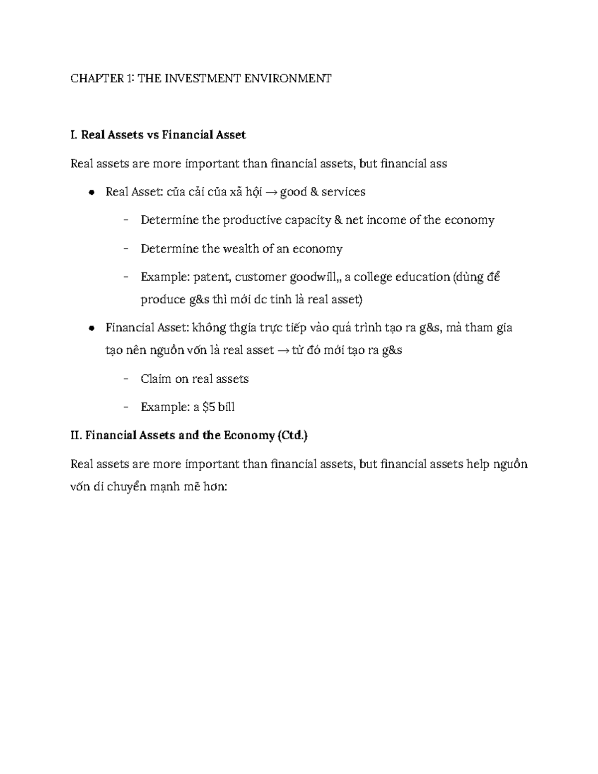 Investment DTUE404 Chapter 1: The Investment Environment Overview - Studocu