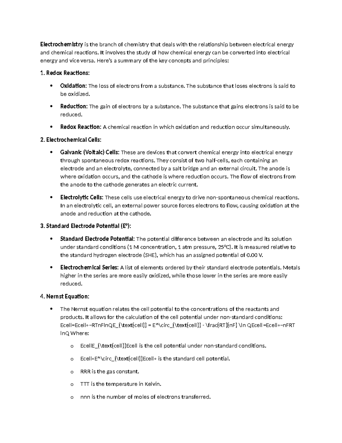 Electrochemistry Notes: Understanding Redox & Electrochemical Cells ...