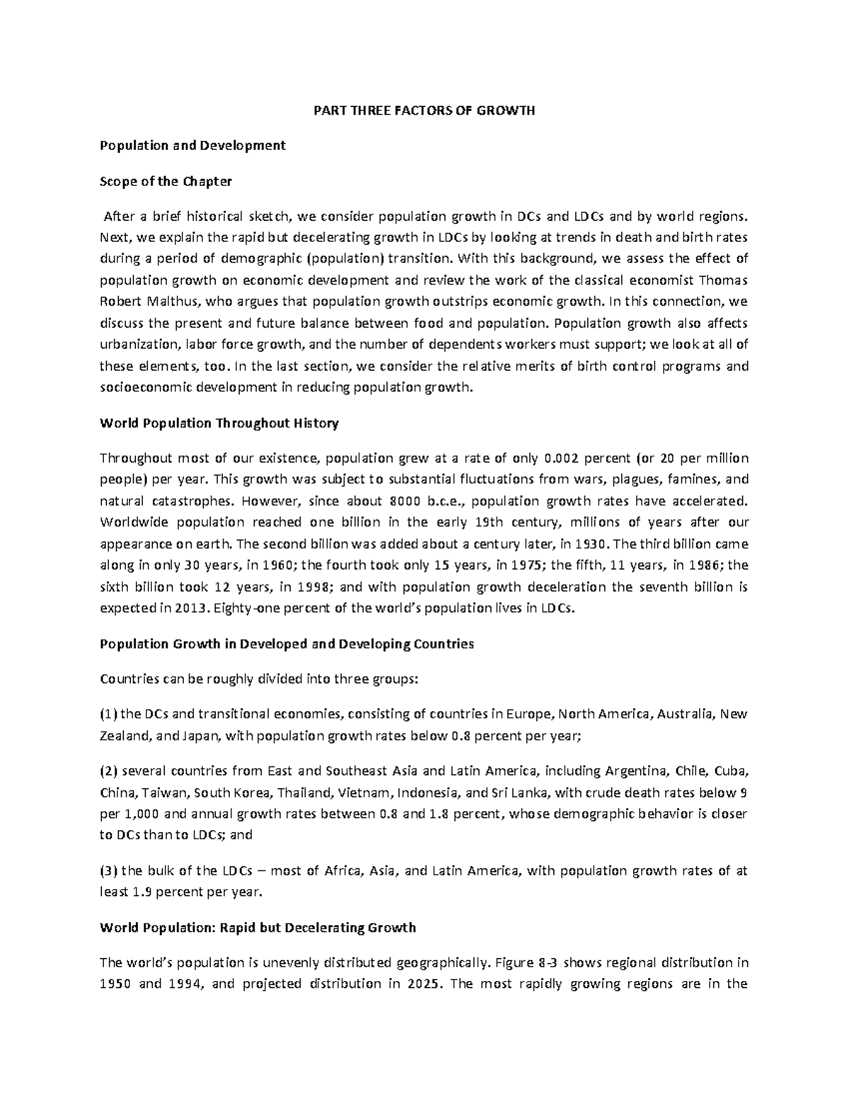 Module 7 - Population Growth Factors and Economic Development Notes ...