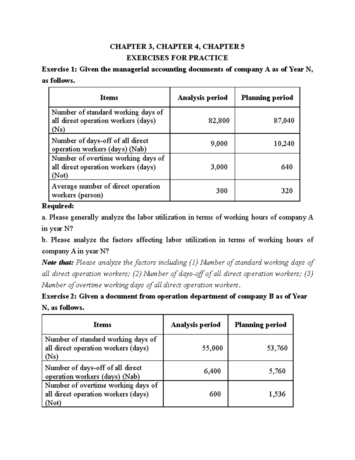 CHAPTER 3, 4, 5 EXERCISES FOR PRACTICE - MANAGERIAL ACCOUNTING - Studocu