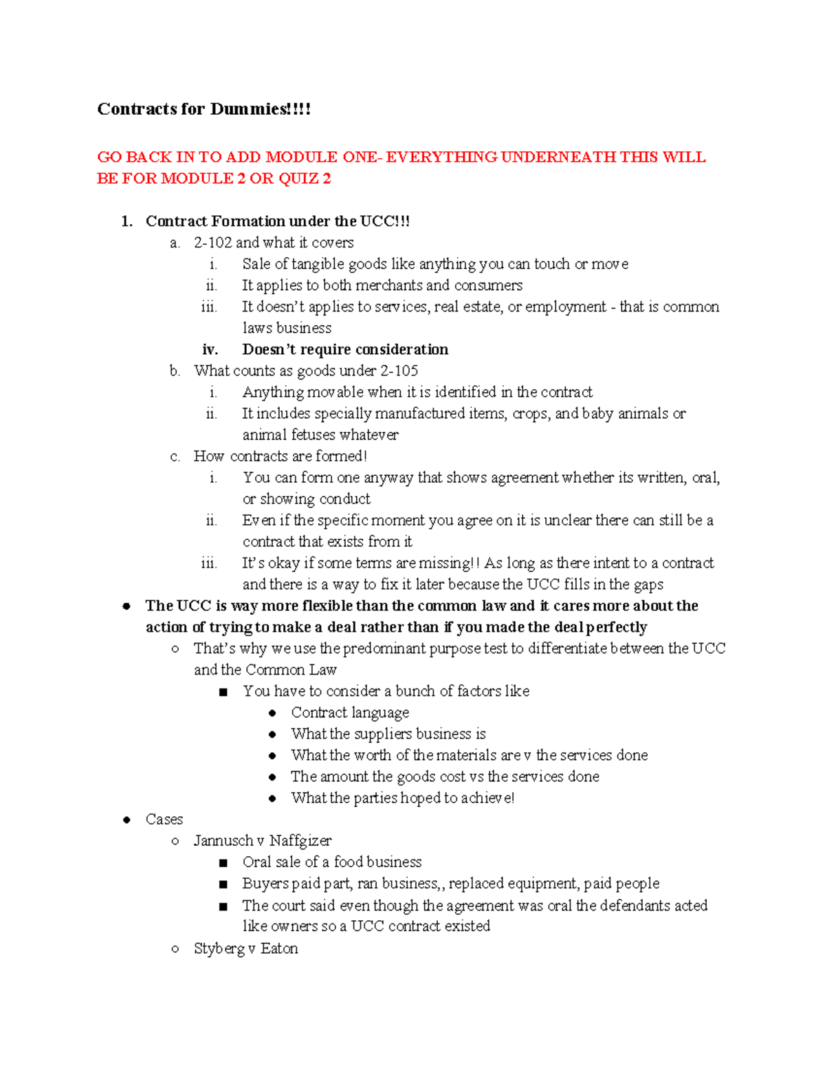 Contracts for Dummies: Module 2 Quiz Notes on Formation & Estoppel ...