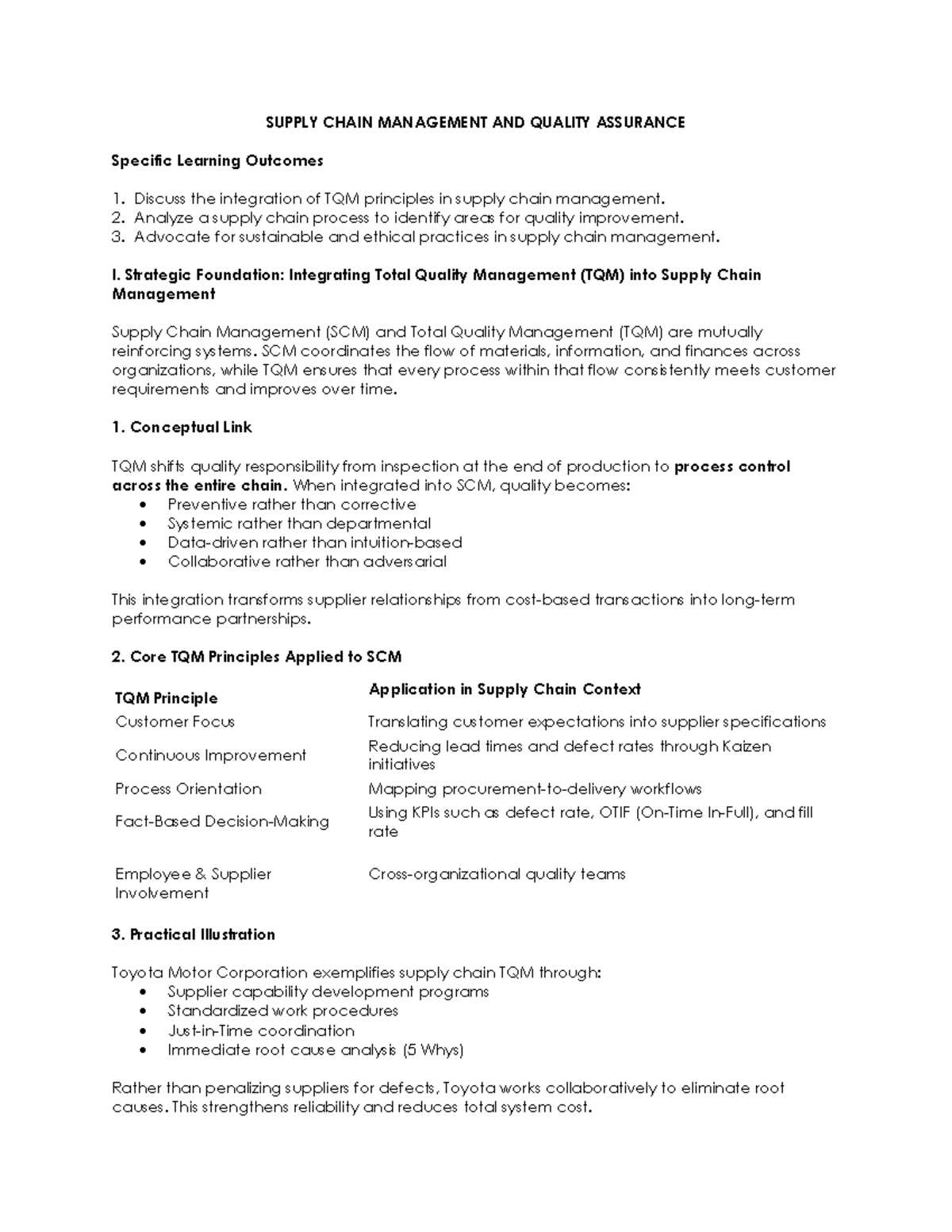 Supply Chain Management & Quality Assurance: TQM Integration Insights ...