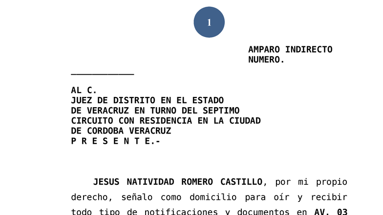 Amparo Indirecto 1: Solicitud de Protección ante Orden de Aprehensión