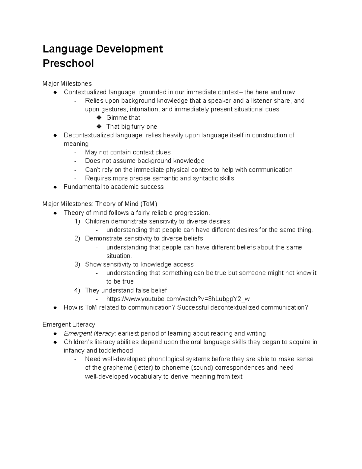 Language Development in Preschool: Major Milestones and Skills - Studocu