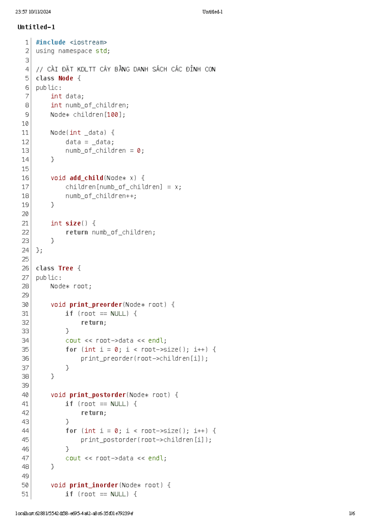 23021905 Cài Đặt Cấu Trúc Dữ Liệu Cây Trong C++ - Studocu