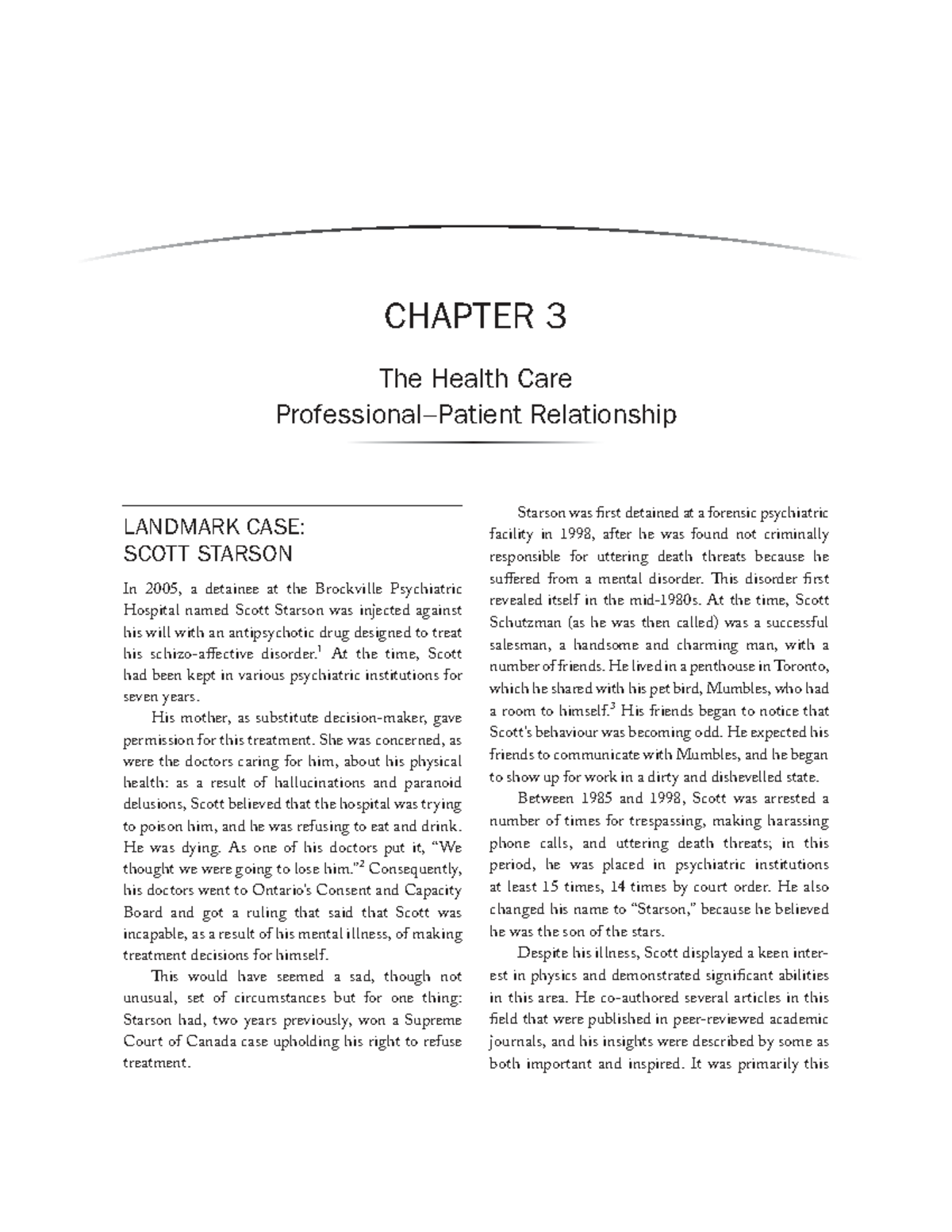 CHAPTER 3: The Health Care Patient Relationship - Landmark Case of ...