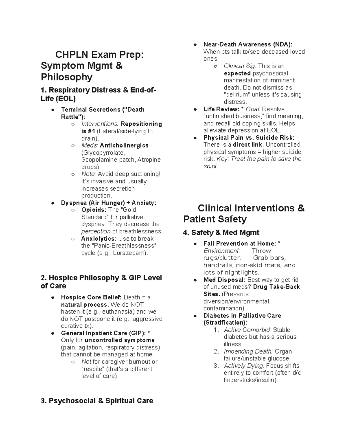 CHPLN Exam Notes: Core Concepts for Board Certification Prep - Studocu