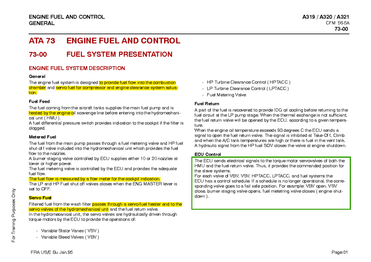 A319 A320 A321 CFM Engine Fuel System Overview and Operation - Studocu