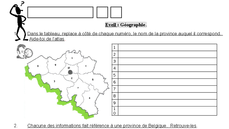 Eveil : Géographie - Exercices sur les Provinces de Belgique - Studocu