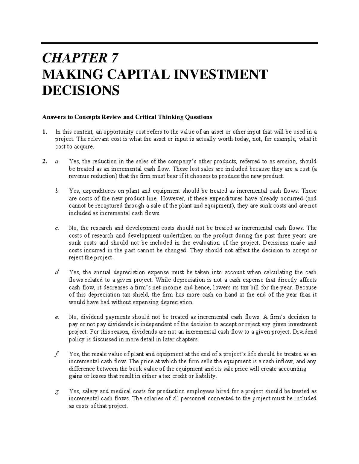 Chapter 7 Making Capital Investment Decisions - CHAPTER 7 MAKING ...