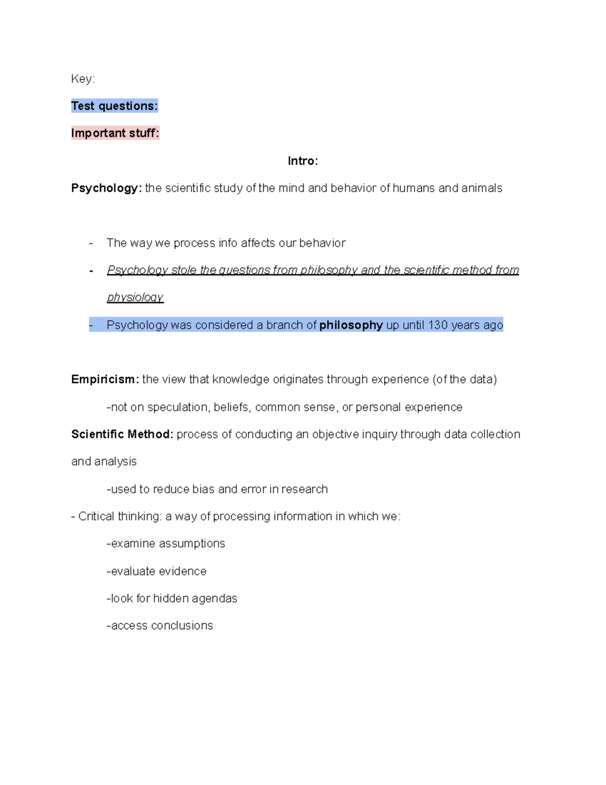 PSY 101 Lecture 1: Intro to Psychology and Its Key Concepts - Studocu
