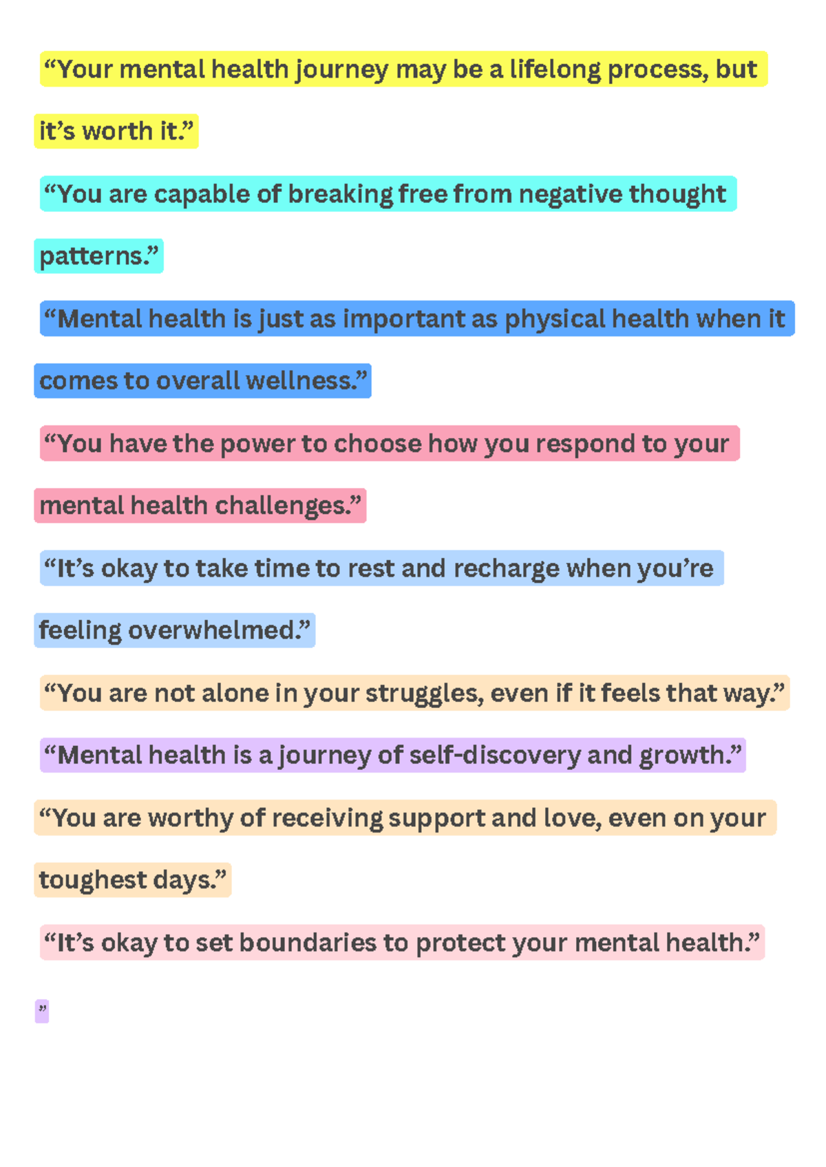 Your mental health is just as important as your physical health ...