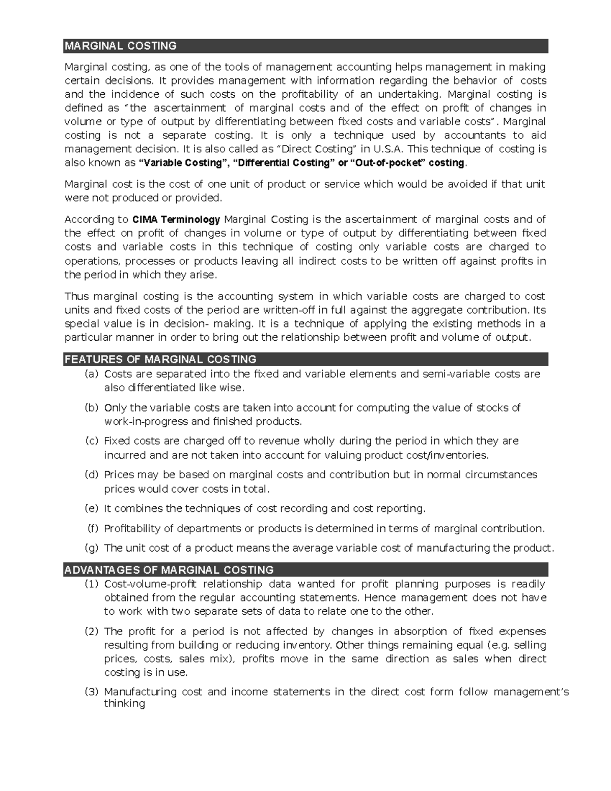 55 Cost and Management - Marginal costing, as one of the tools of ...
