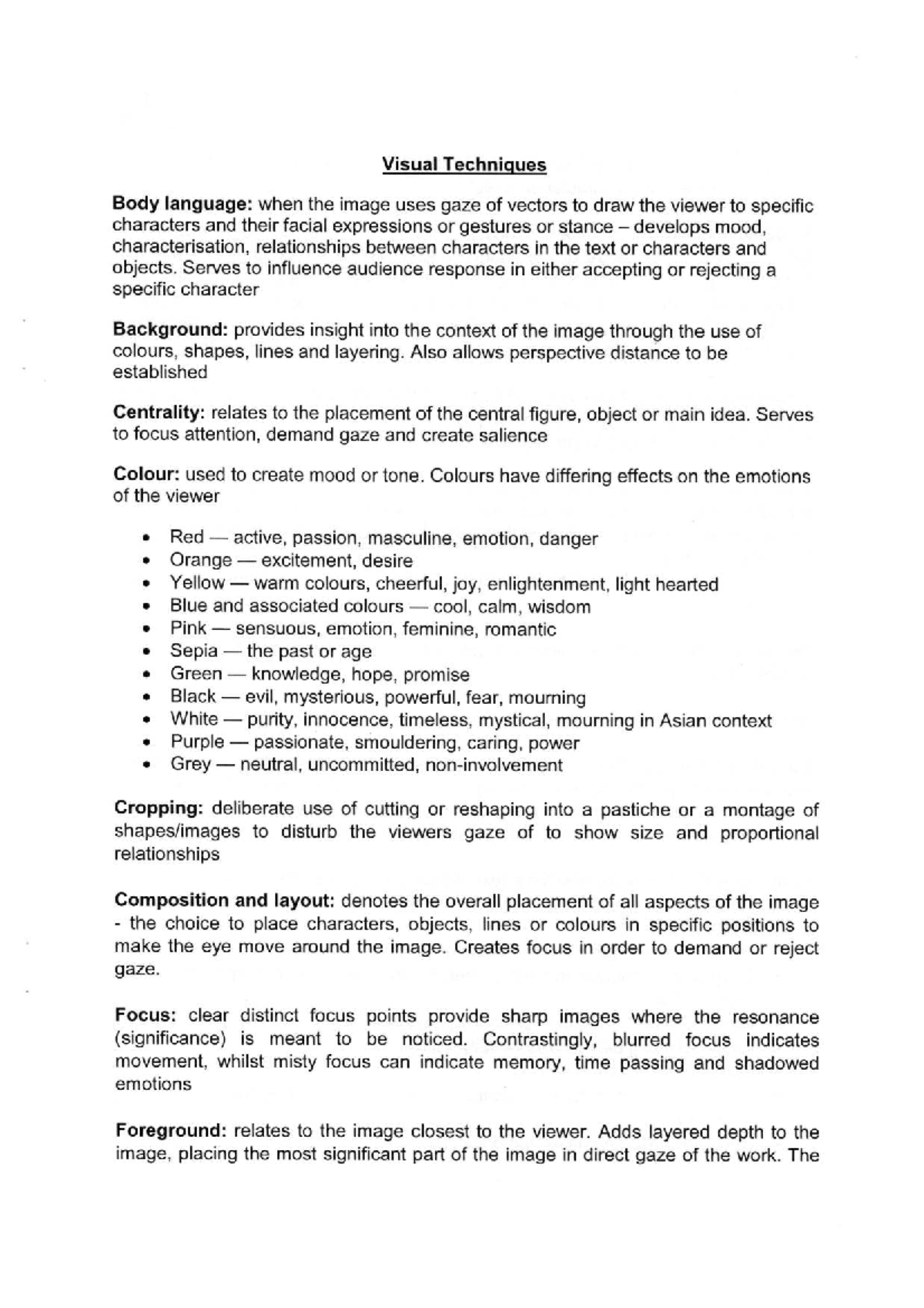 Image Analysis: English Techniques in Visual Communication - Document Preview