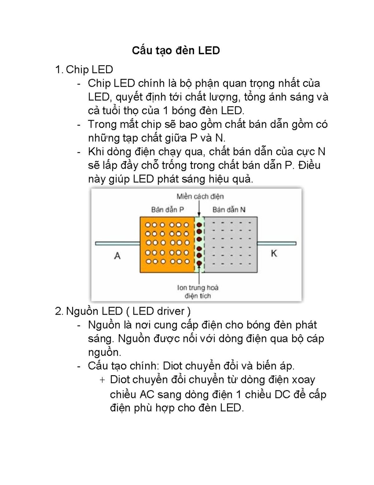 Cấu tạo và Nguyên lý hoạt động Đèn LED - Tài liệu học tập - Studocu