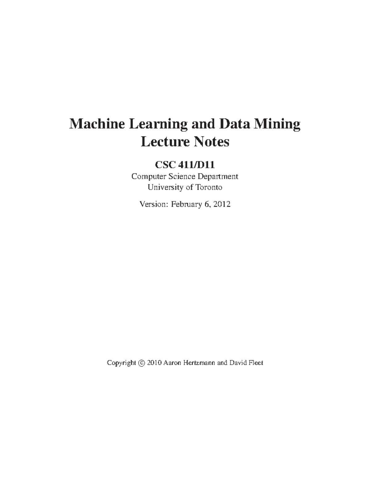 Machine learning notes - Machine Learning and Data Mining Lecture Notes ...