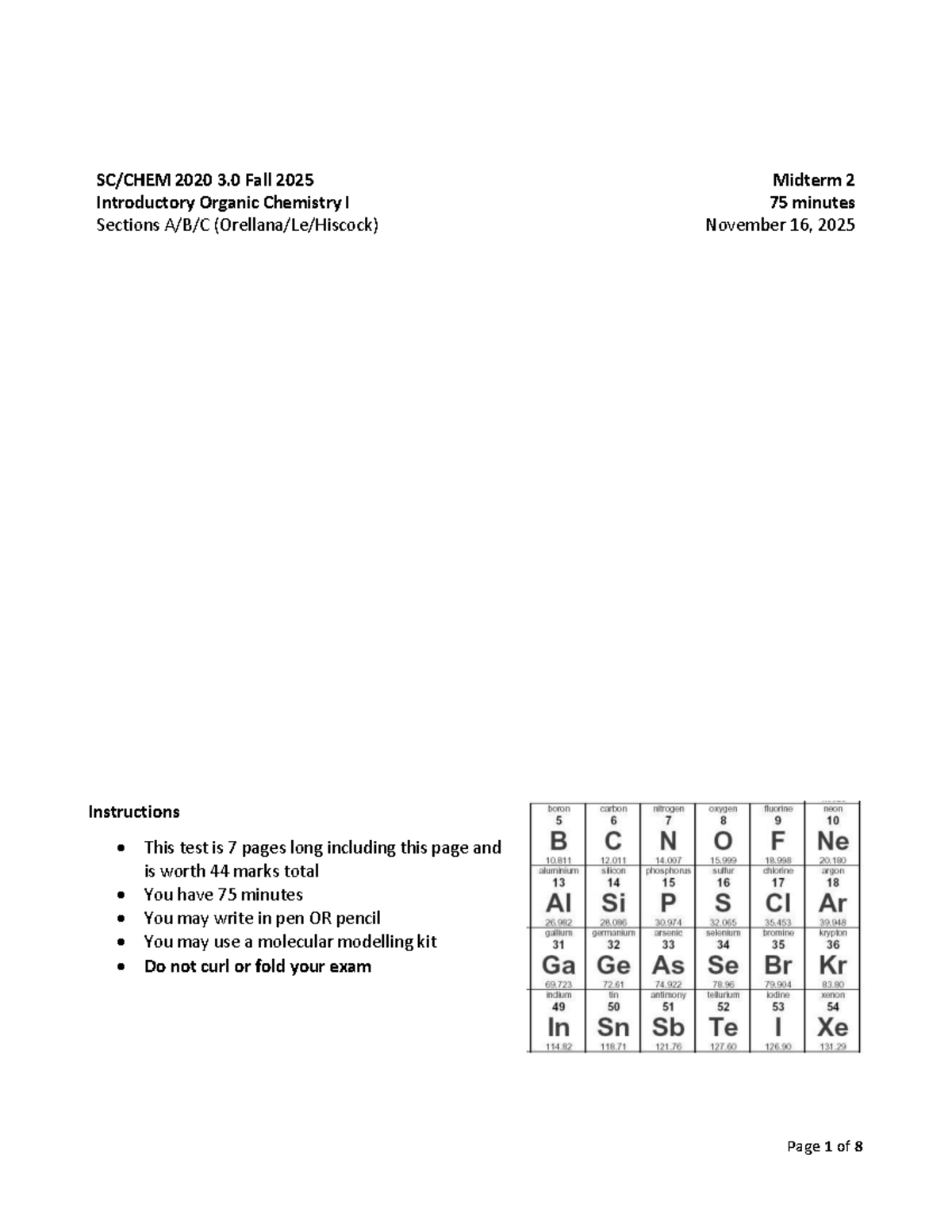 CHEM2020 F2025 Midterm 2 Study Guide and Key - Studocu